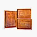 Hand Carved Wooden Tray Set (3 Trays)