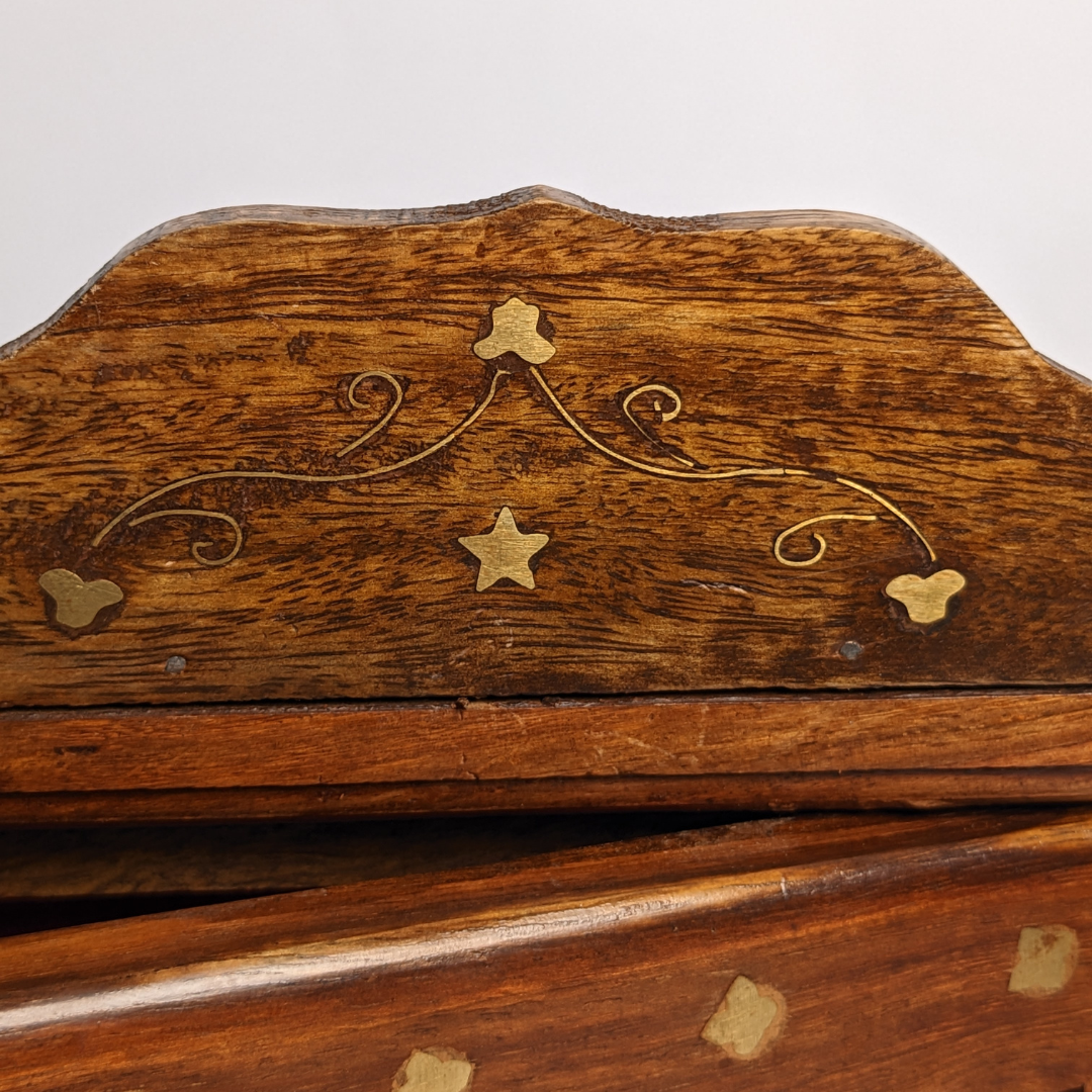 Handmade Wooden Wall Mounted Key Box with Glass Panel and 6 Key Hooks