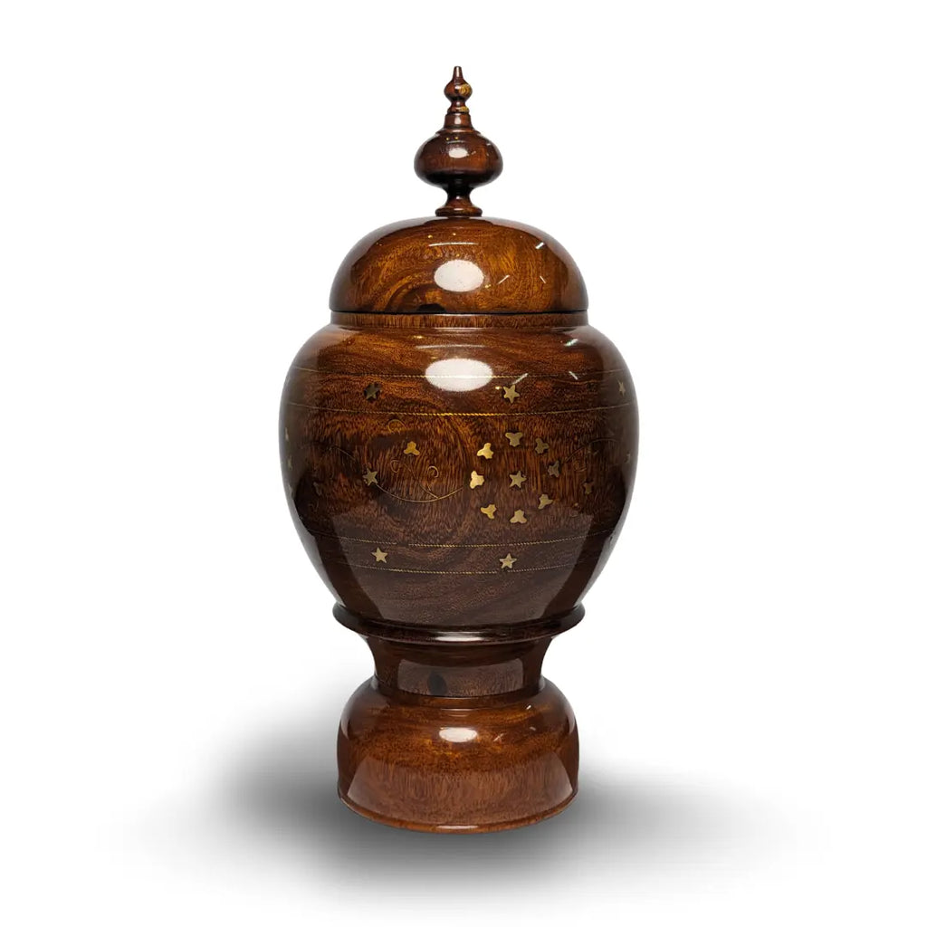Wooden Brass Art Candy Jar with Lid