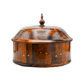 Rustic Wooden Hotpot with Intricate Brass Artistry