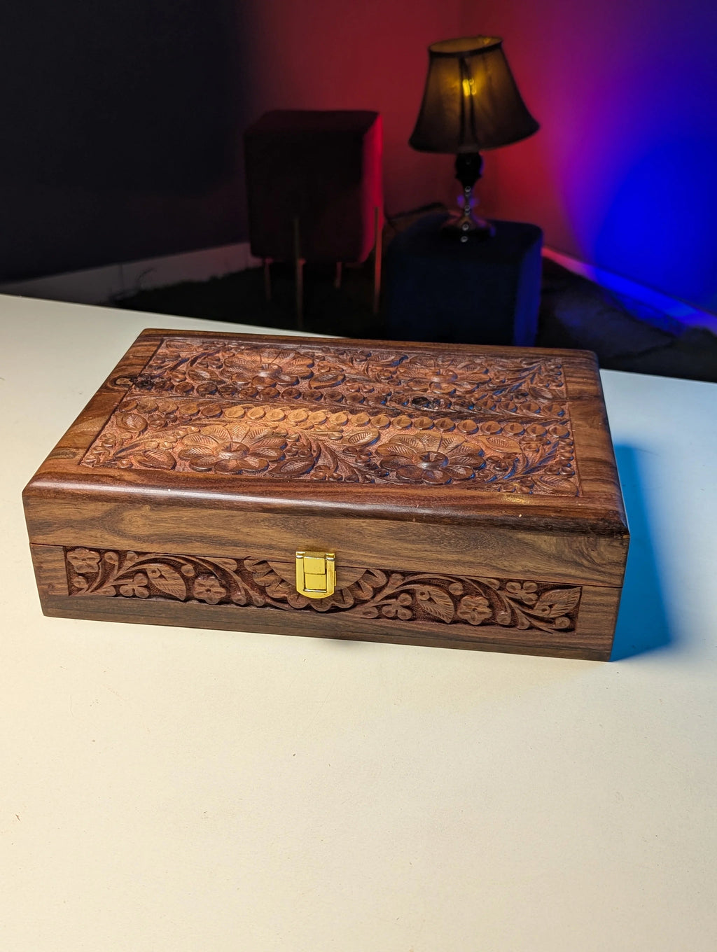 Wooden Watch Box with Carving Art - Organizer for 10 Watches